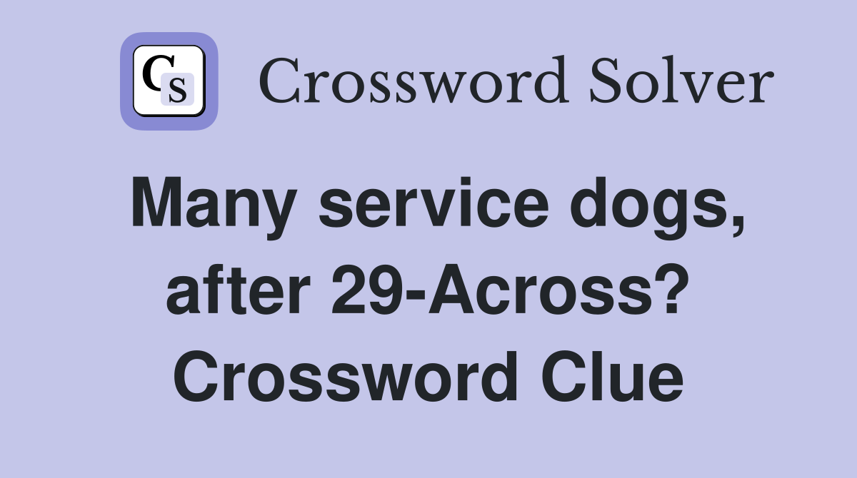 Many service dogs, after 29-Across? Crossword Clue