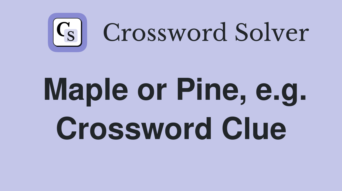 Maple or Pine, e.g. Crossword Clue