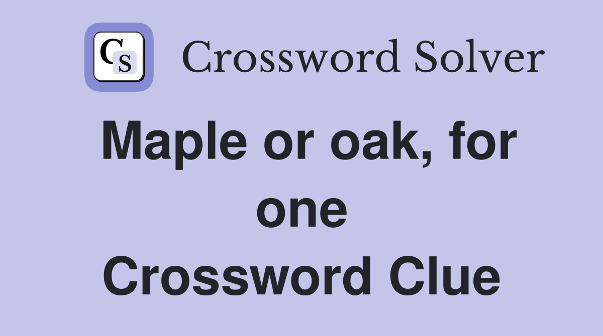 Maple or oak, for one Crossword Clue