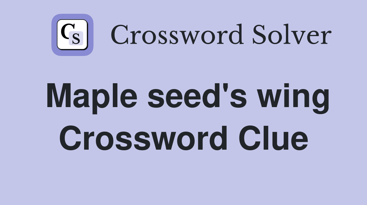 Maple seed's wing Crossword Clue