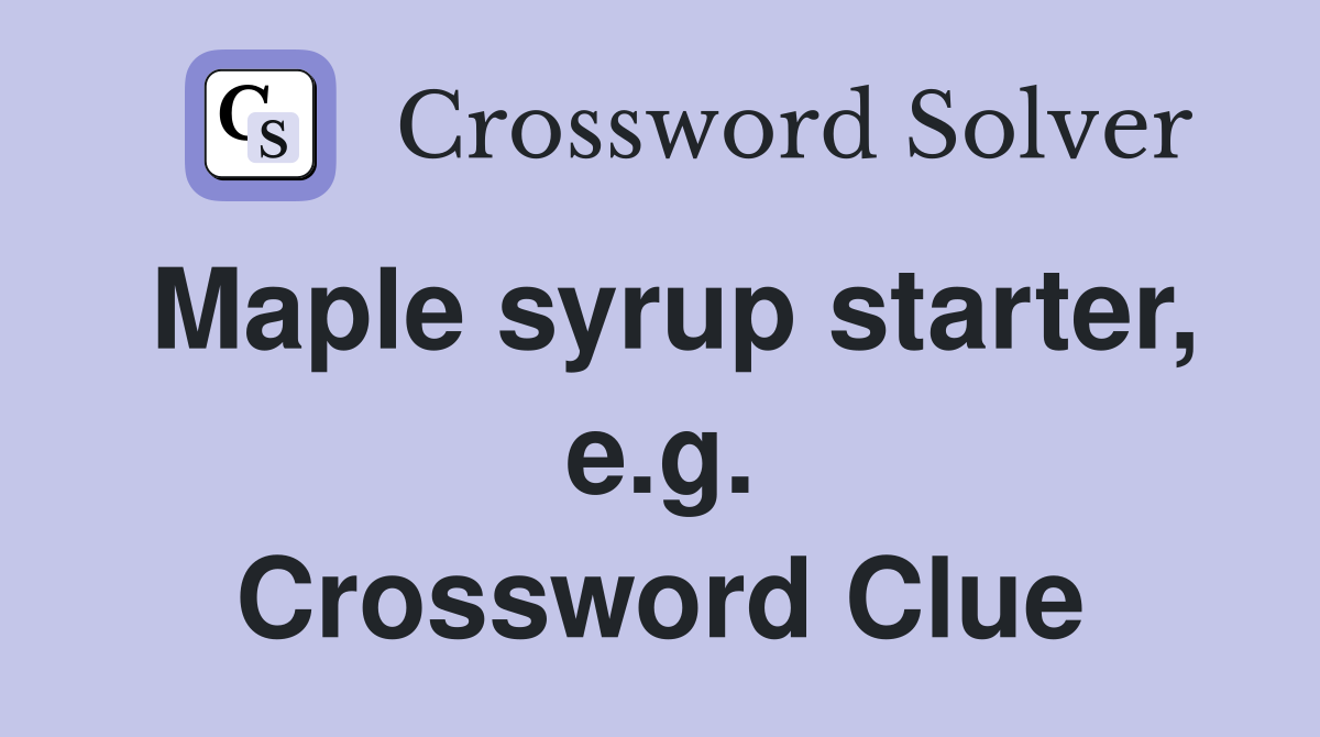 Maple syrup starter, e.g. Crossword Clue