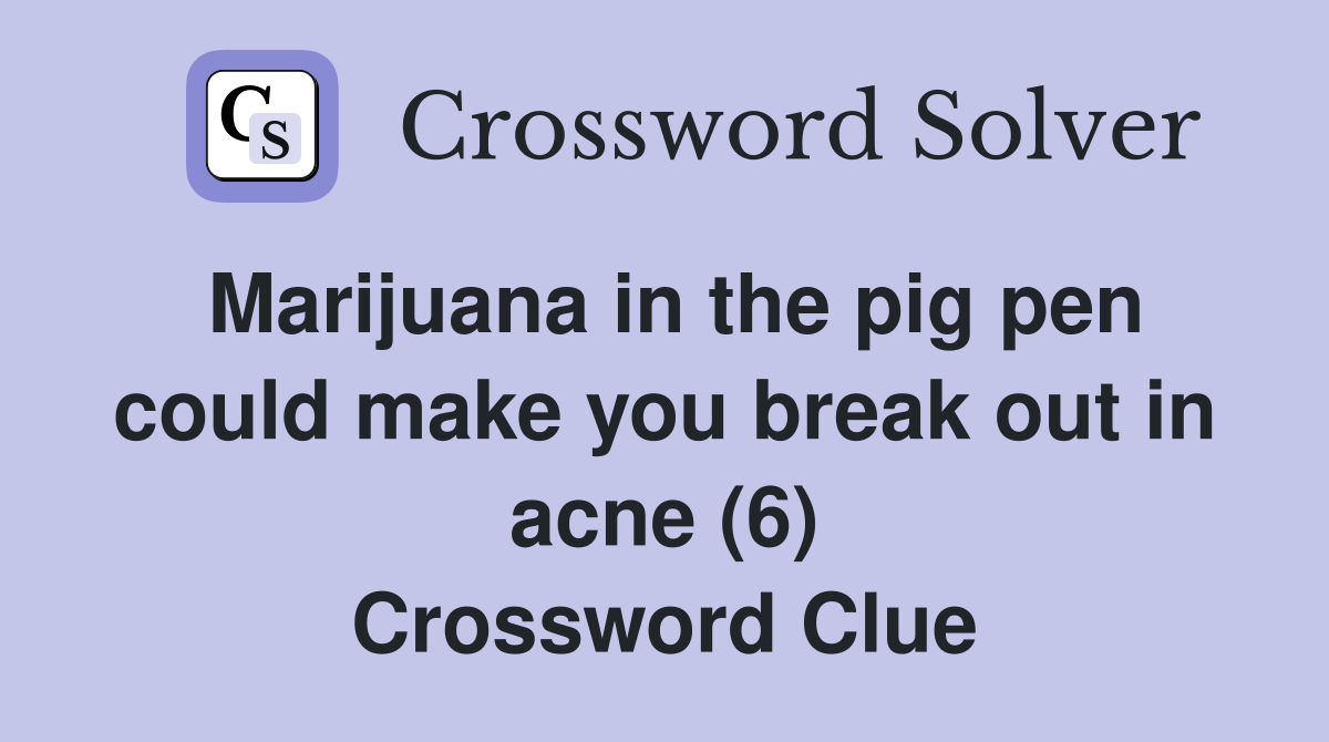 Marijuana in the pig pen could make you break out in acne (6) Crossword Clue