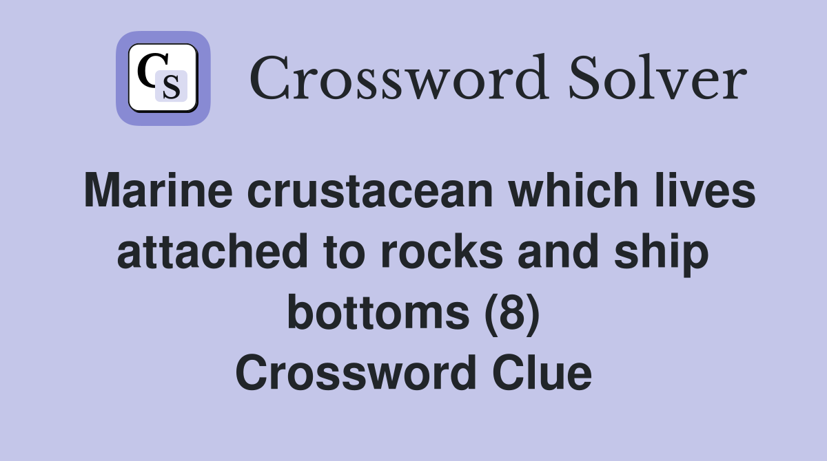 Marine crustacean which lives attached to rocks and ship bottoms (8) Crossword Clue