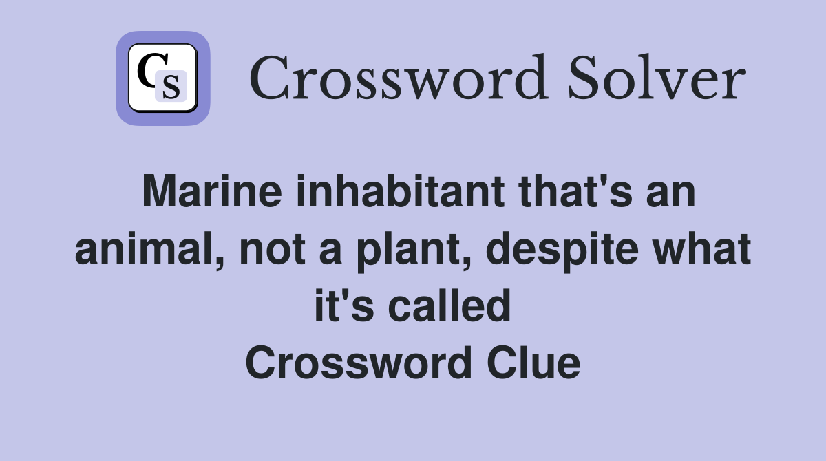 Marine inhabitant that's an animal, not a plant, despite what it's called Crossword Clue