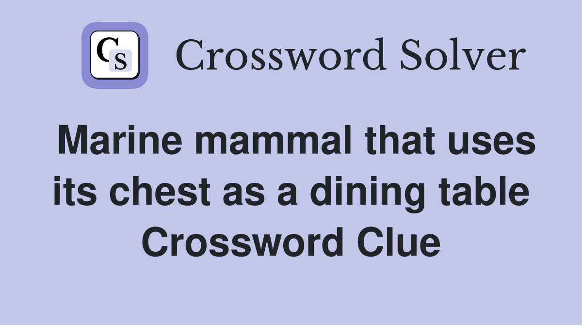 Marine mammal that uses its chest as a dining table Crossword Clue