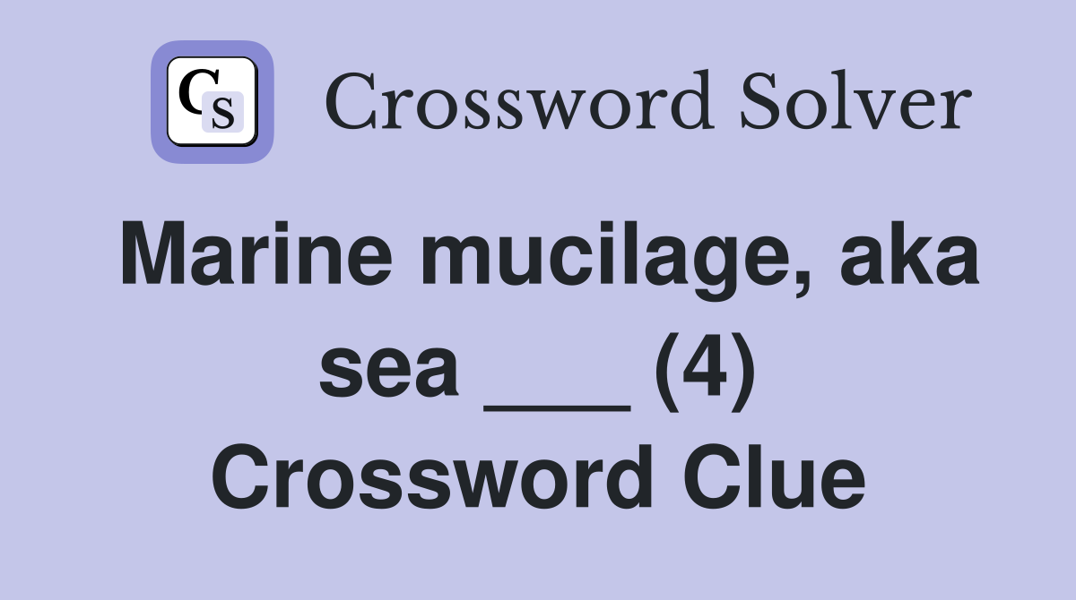 Marine mucilage, aka sea ___ (4) Crossword Clue