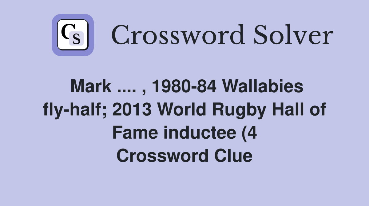 Mark 1980 84 Wallabies fly half 2013 World Rugby Hall of Fame Mark 1980 84 Wallabies fly half 2013 World Rugby Hall of Fame