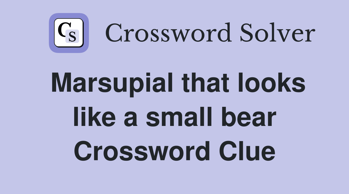 Marsupial that looks like a small bear Crossword Clue