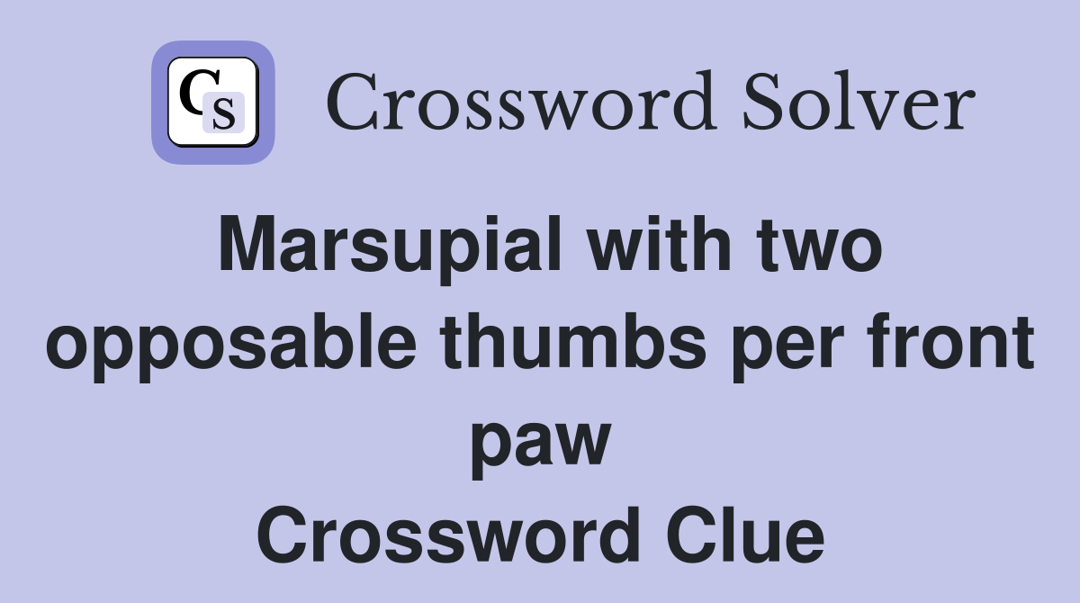 Marsupial with two opposable thumbs per front paw Crossword Clue
