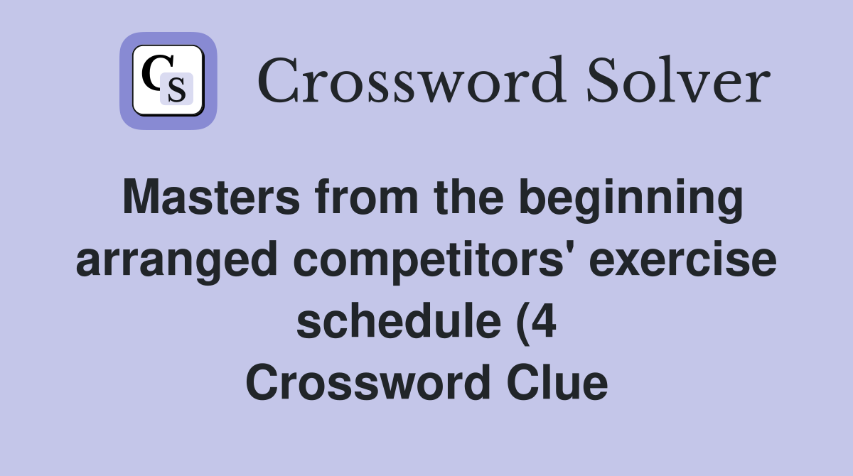 Masters from the beginning arranged competitors #39 exercise schedule (4 Masters from the beginning arranged competitors #39 exercise schedule (4