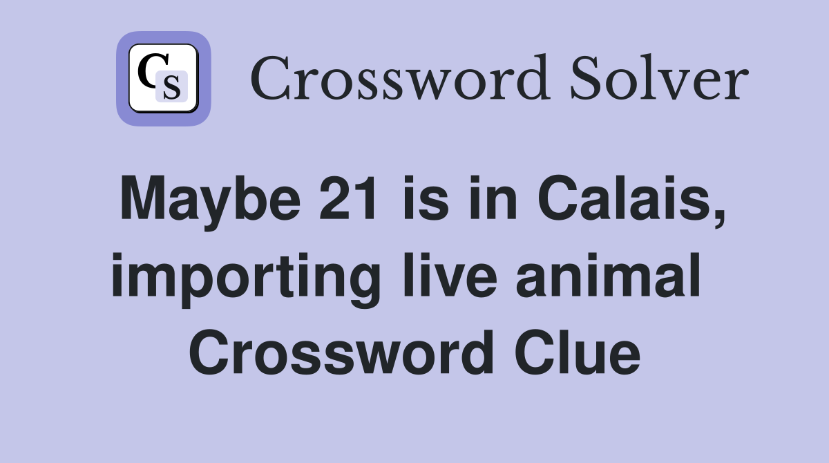 Maybe 21 is in Calais, importing live animal  Crossword Clue