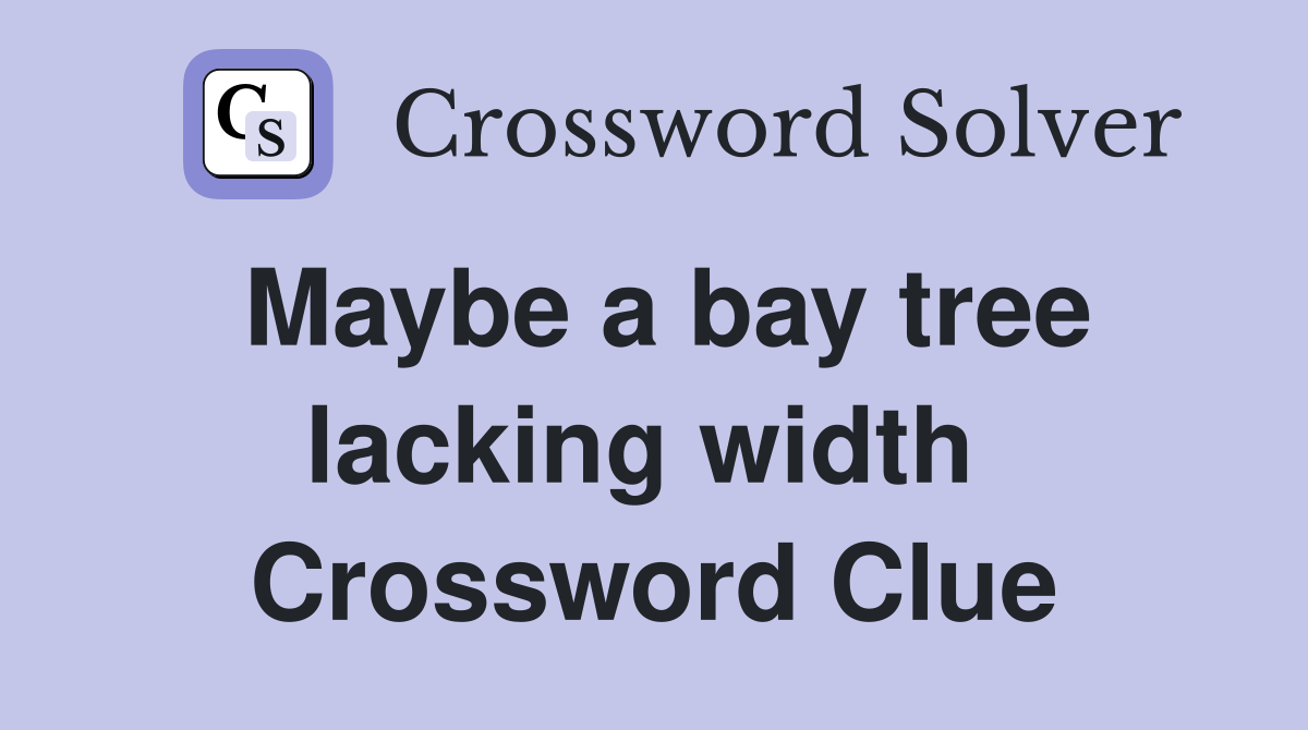 Maybe a bay tree lacking width  Crossword Clue