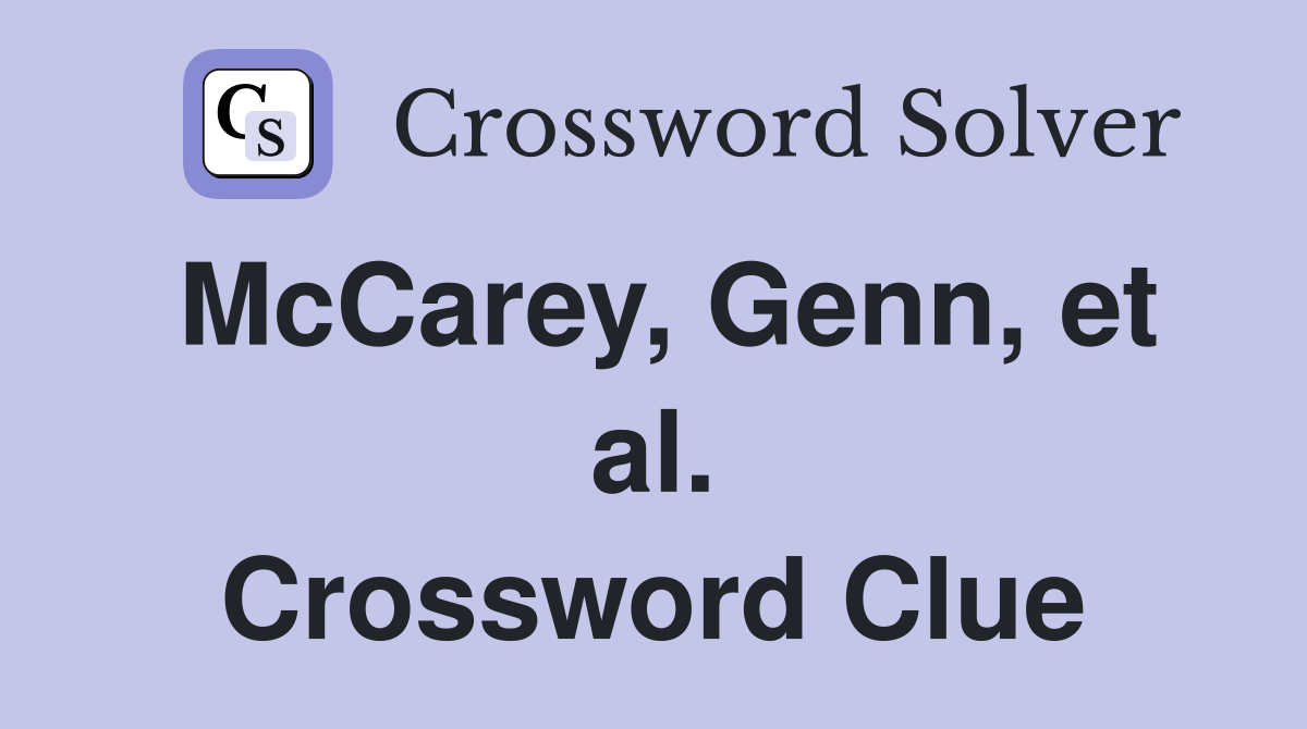 McCarey, Genn, et al. Crossword Clue