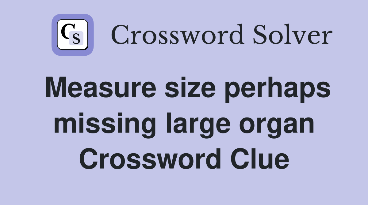 Measure size perhaps missing large organ Crossword Clue