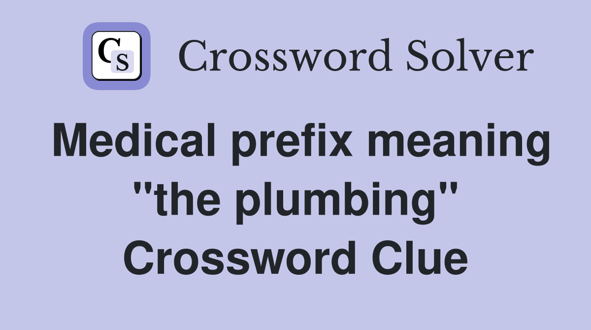 Medical prefix meaning "the plumbing" Crossword Clue