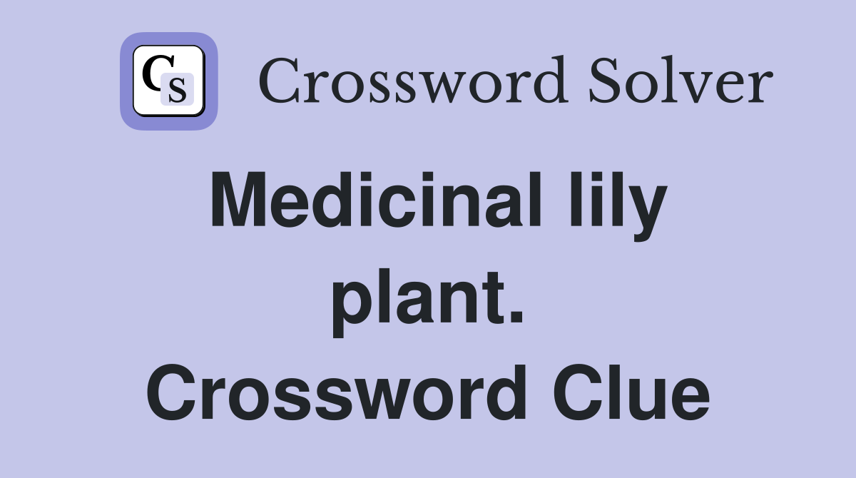 Medicinal lily plant. Crossword Clue