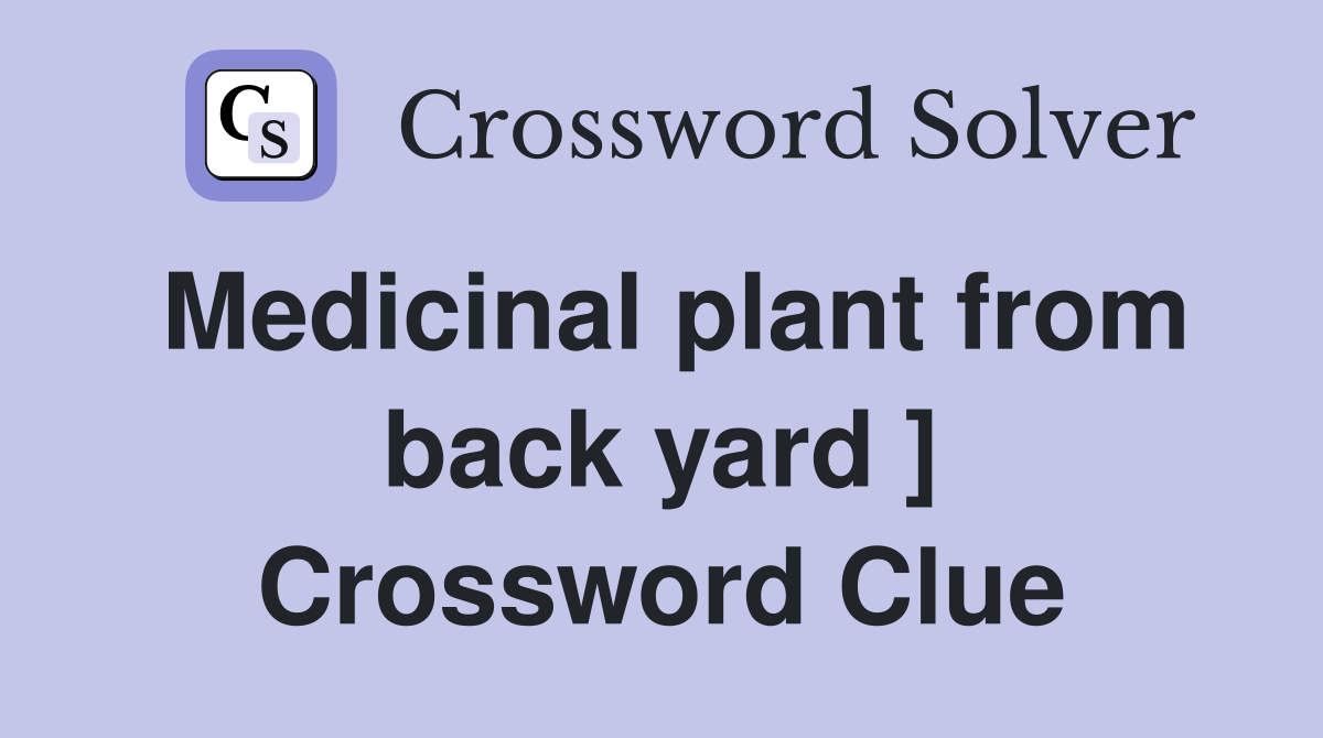 Medicinal plant from back yard ] Crossword Clue