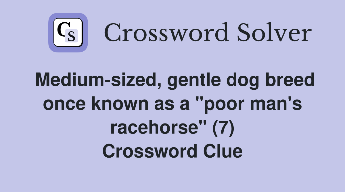 Medium-sized, gentle dog breed once known as a "poor man's racehorse" (7) Crossword Clue