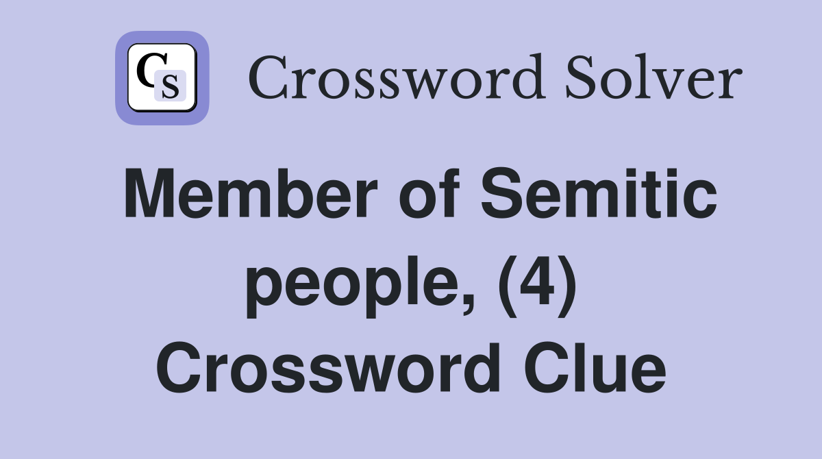 Member of Semitic people, (4) Crossword Clue
