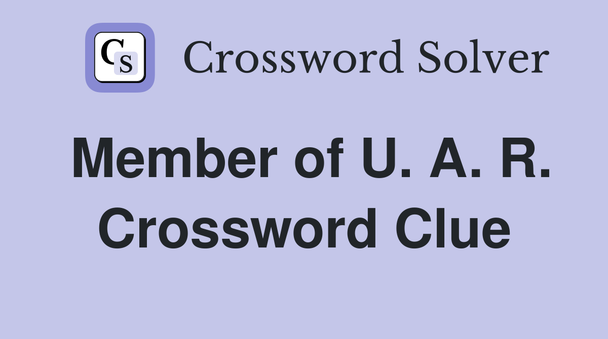 Member of U. A. R. Crossword Clue