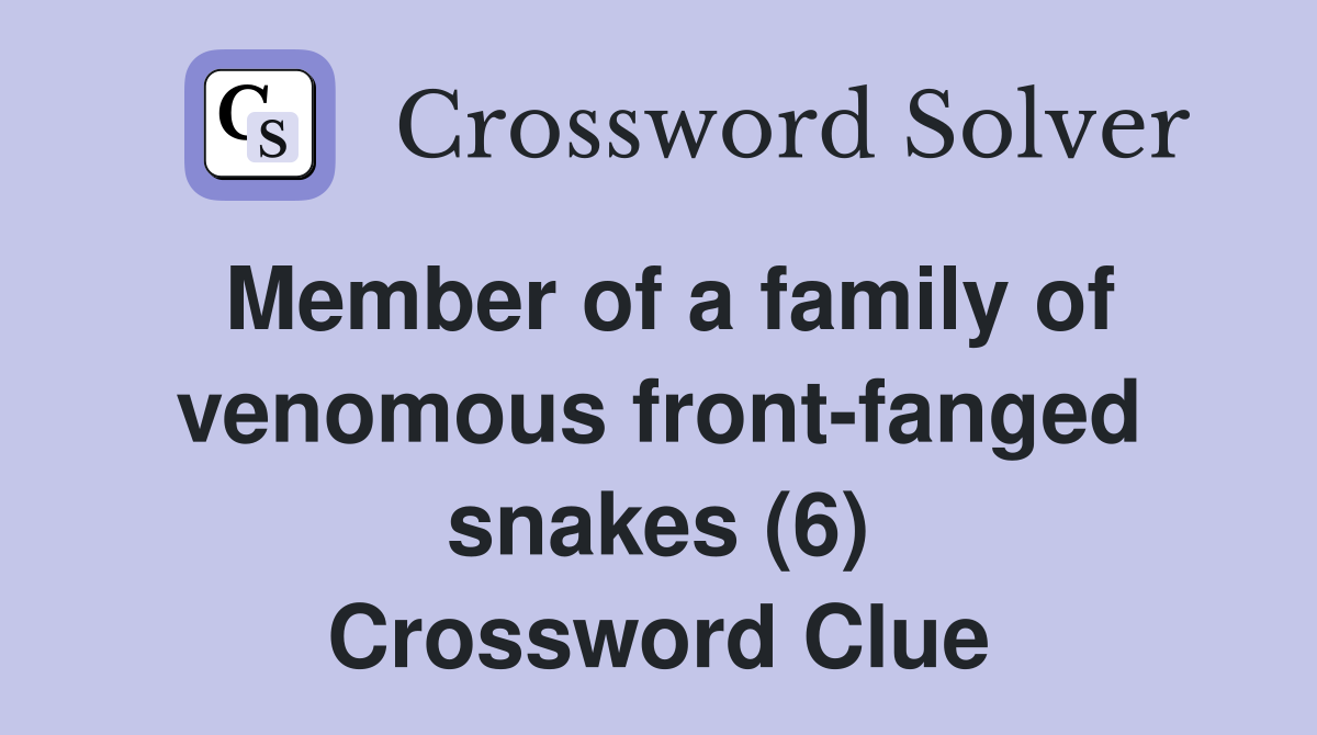 Member of a family of venomous front-fanged snakes (6) Crossword Clue