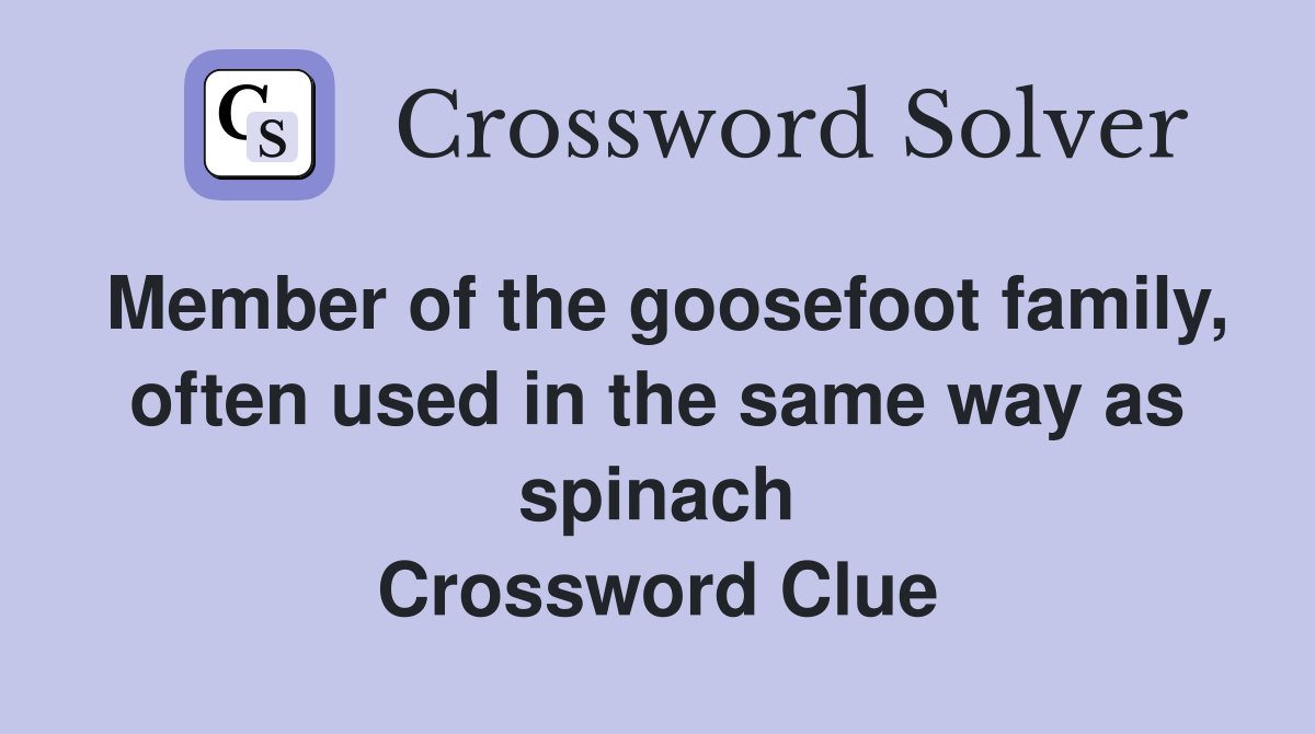 Member of the goosefoot family, often used in the same way as spinach Crossword Clue