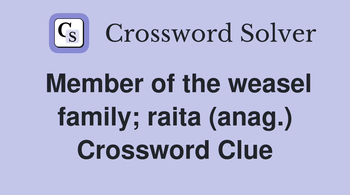 Member of the weasel family; raita (anag.) Crossword Clue