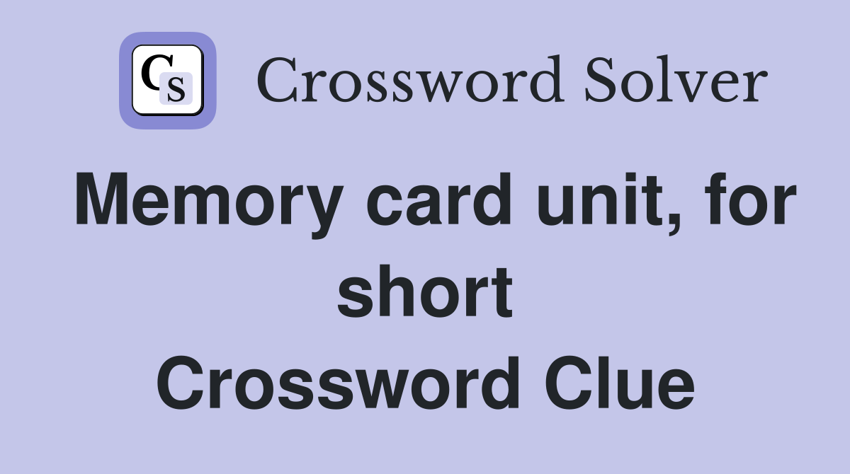 Memory card unit, for short Crossword Clue
