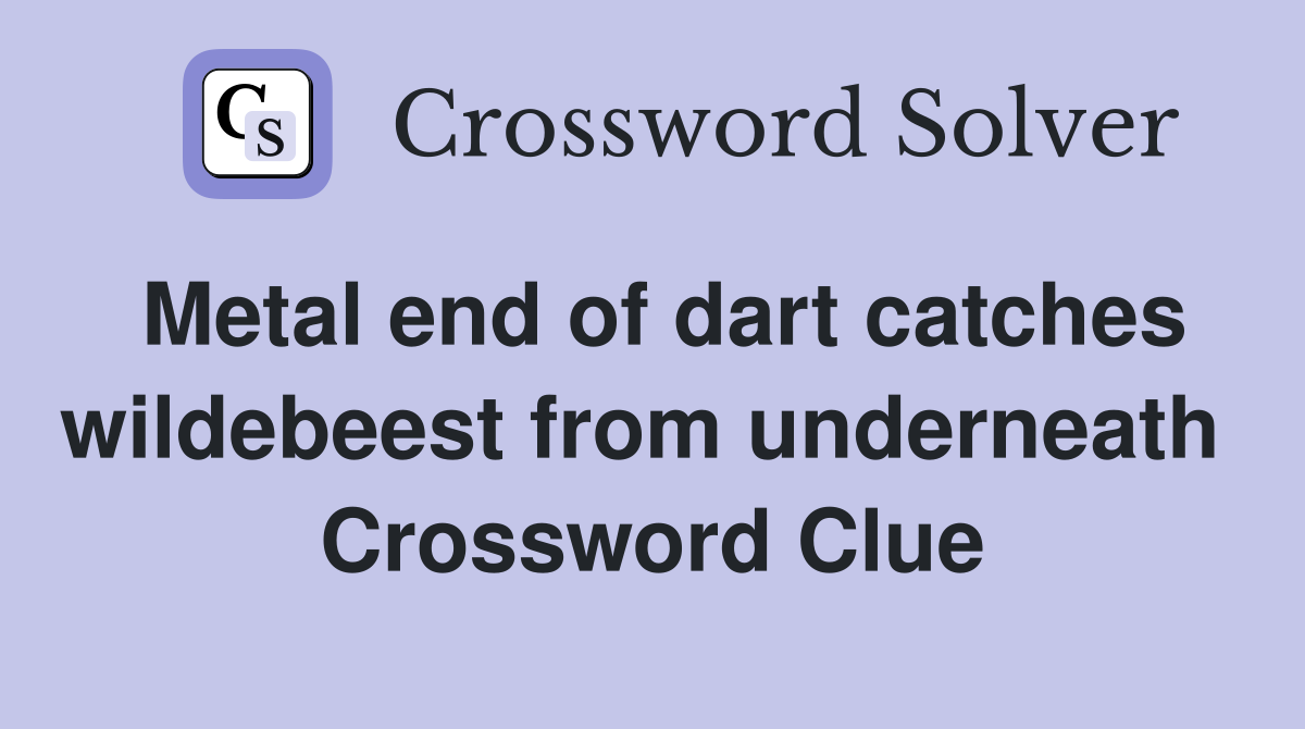 Metal end of dart catches wildebeest from underneath  Crossword Clue