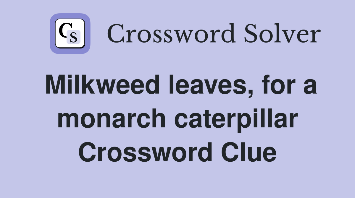 Milkweed leaves, for a monarch caterpillar Crossword Clue
