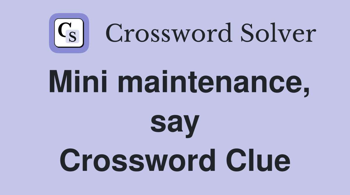 Mini maintenance, say Crossword Clue