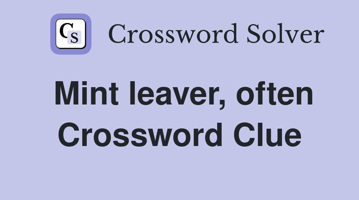 Mint leaver, often Crossword Clue