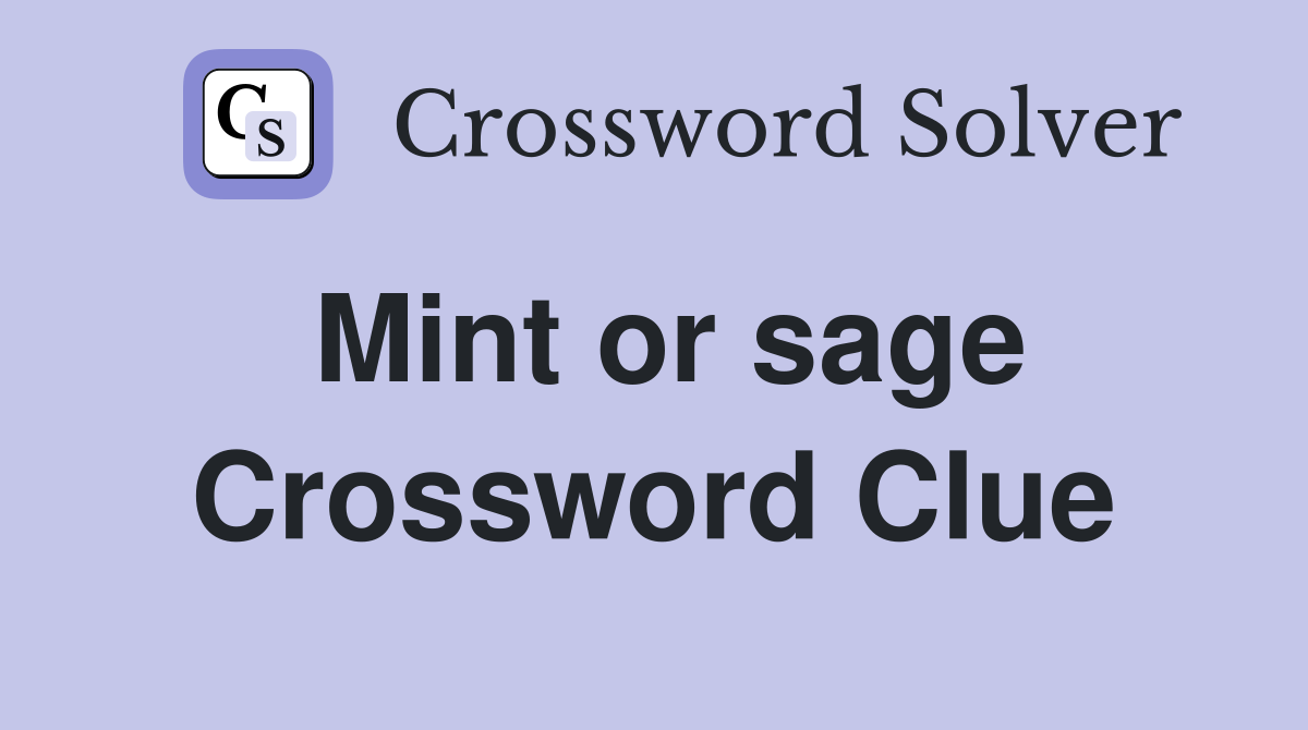 Mint or sage Crossword Clue