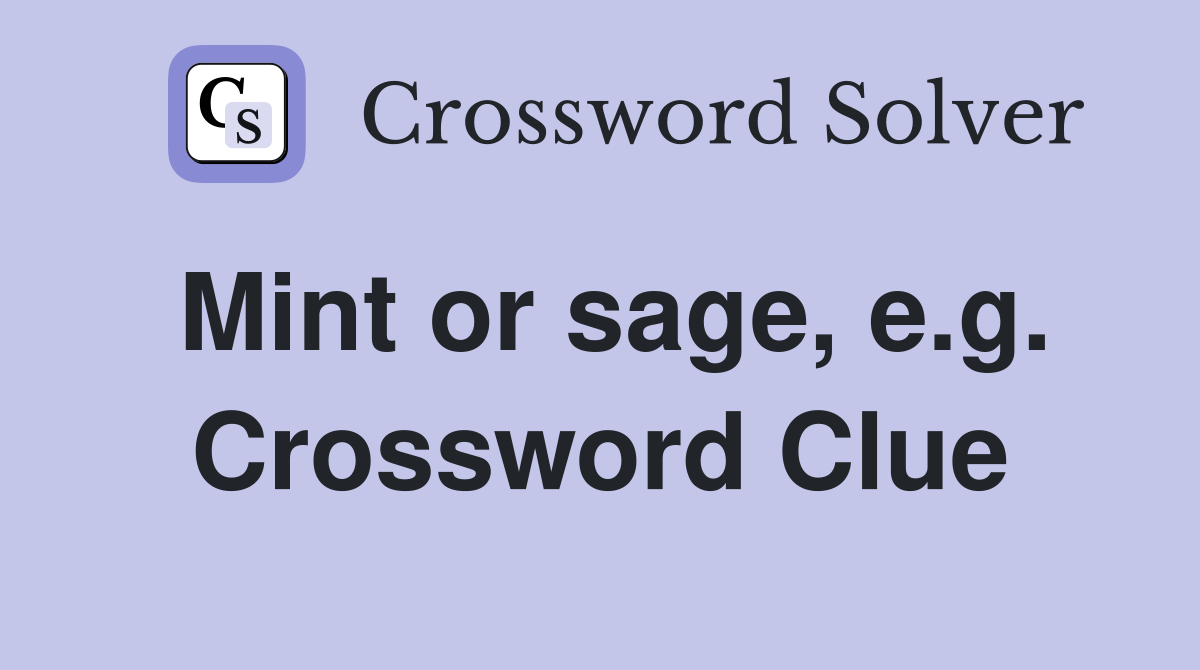 Mint or sage, e.g. Crossword Clue