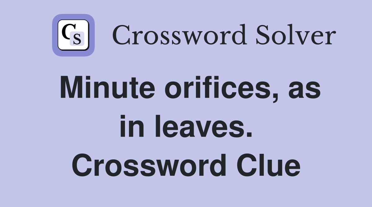 Minute orifices, as in leaves. Crossword Clue