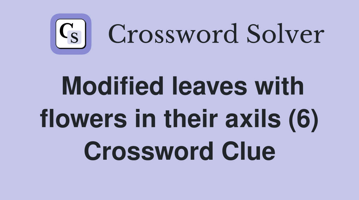 Modified leaves with flowers in their axils (6) Crossword Clue