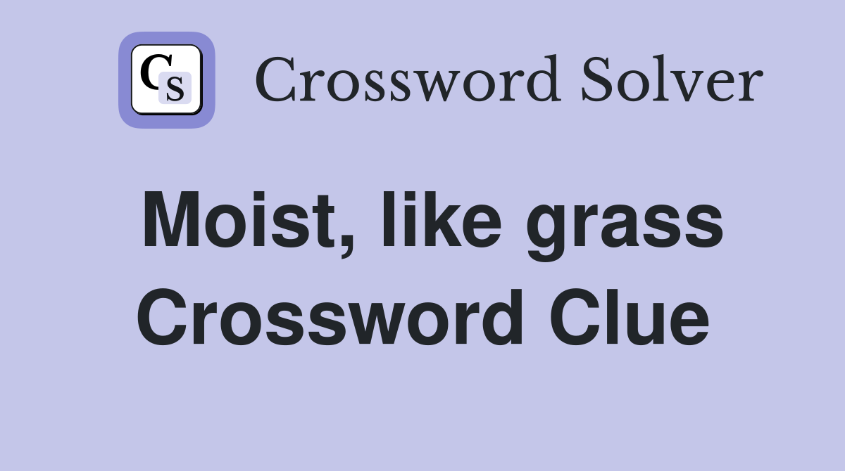 Moist, like grass Crossword Clue