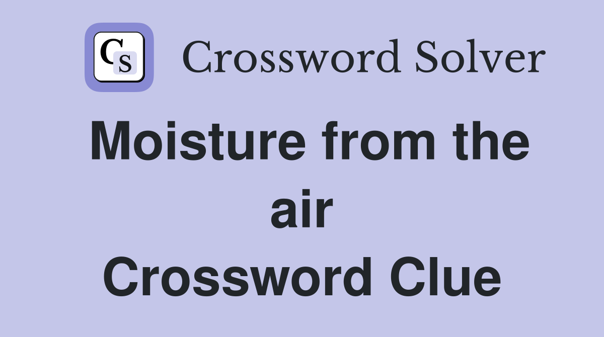 Moisture from the air Crossword Clue