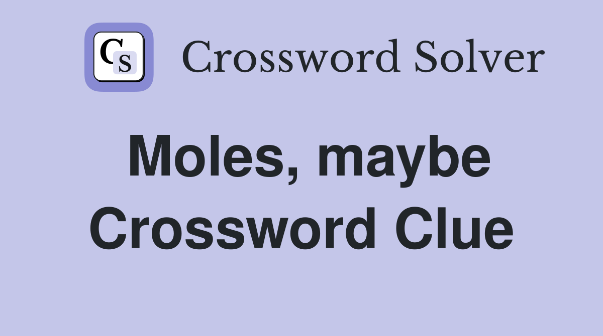 Moles, maybe Crossword Clue