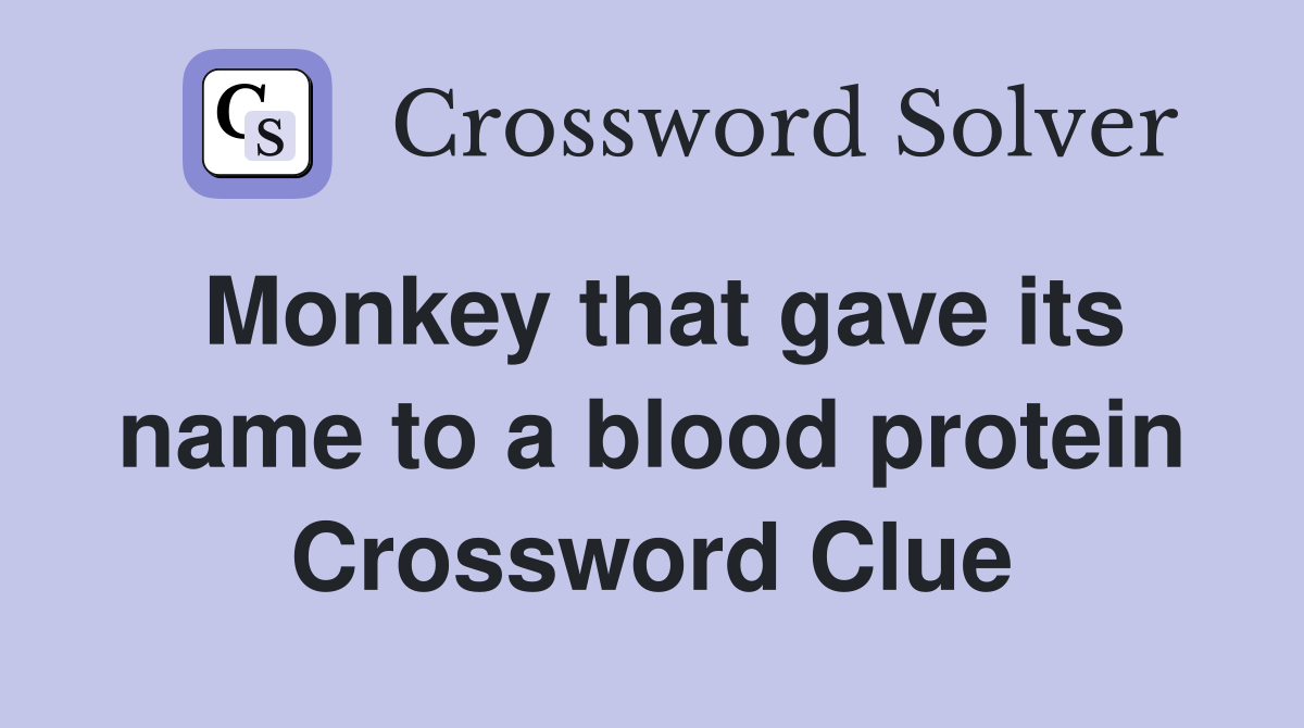 Monkey that gave its name to a blood protein Crossword Clue