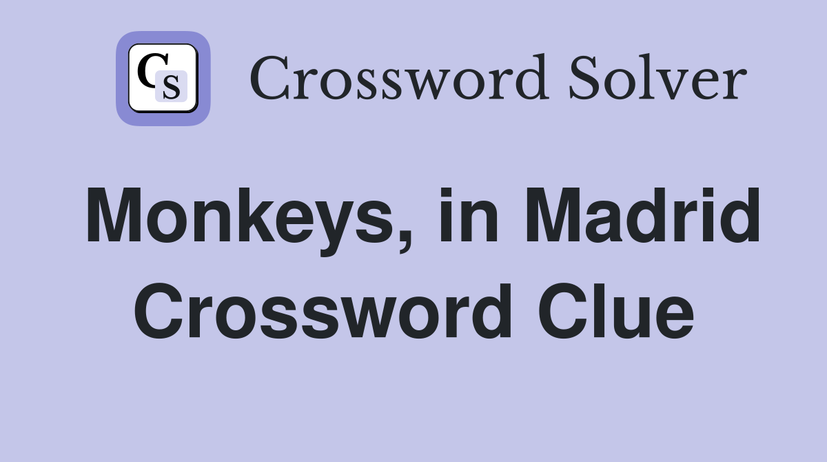Monkeys, in Madrid Crossword Clue