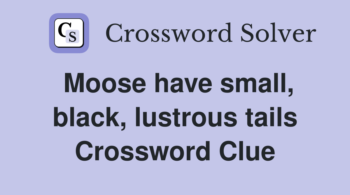 Moose have small, black, lustrous tails Crossword Clue