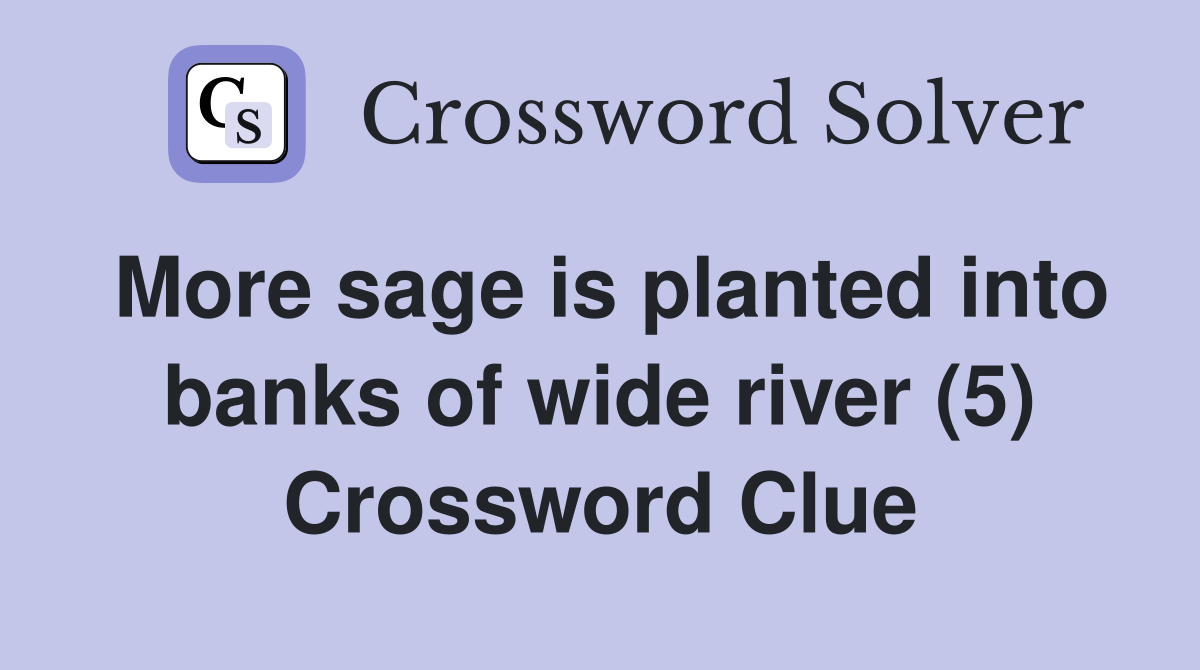 More sage is planted into banks of wide river (5) Crossword Clue