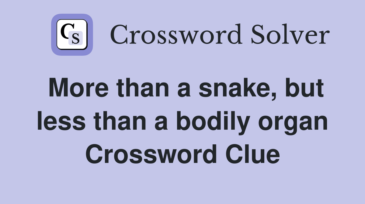 More than a snake, but less than a bodily organ Crossword Clue