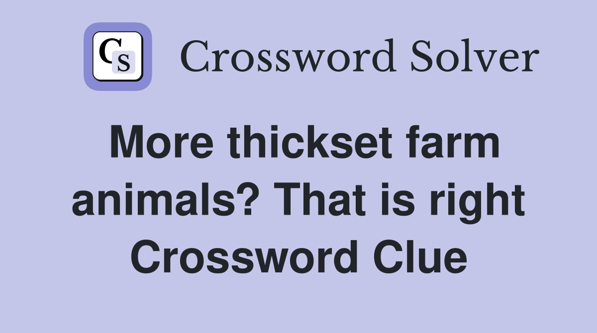More thickset farm animals? That is right Crossword Clue