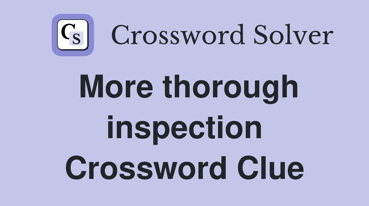 More thorough inspection Crossword Clue