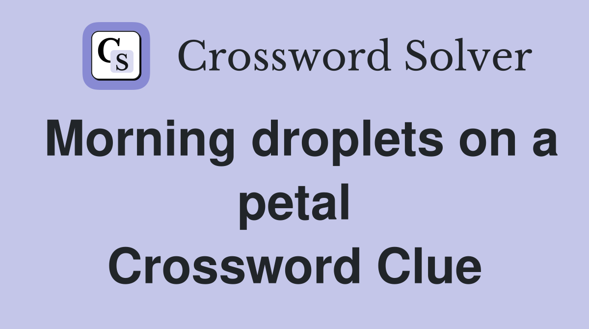 Morning droplets on a petal Crossword Clue