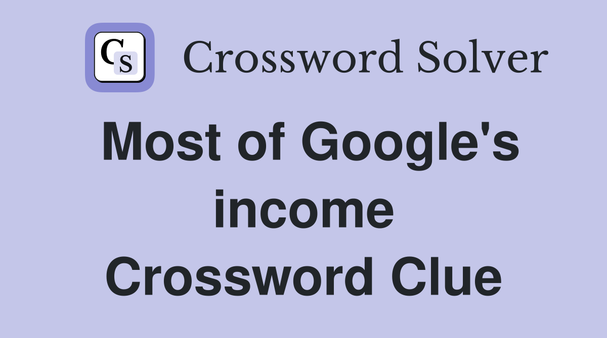 Most of Google's income Crossword Clue