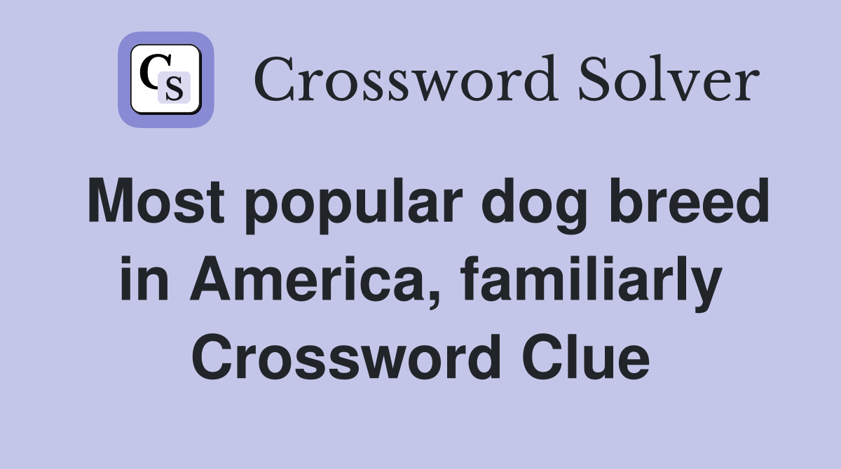 Most popular dog breed in America, familiarly Crossword Clue