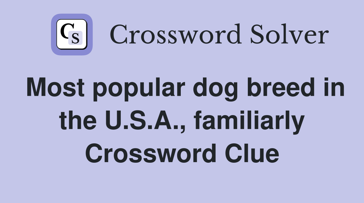 Most popular dog breed in the U.S.A., familiarly Crossword Clue
